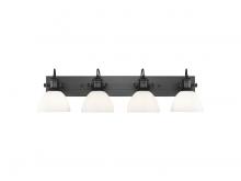  3118-BA4 BLK-OP - Hines 4-Light Vanity Light in Matte Black with Opal Glass